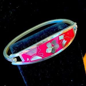 Sterling bracelet with pink/MoP/abalone inset.